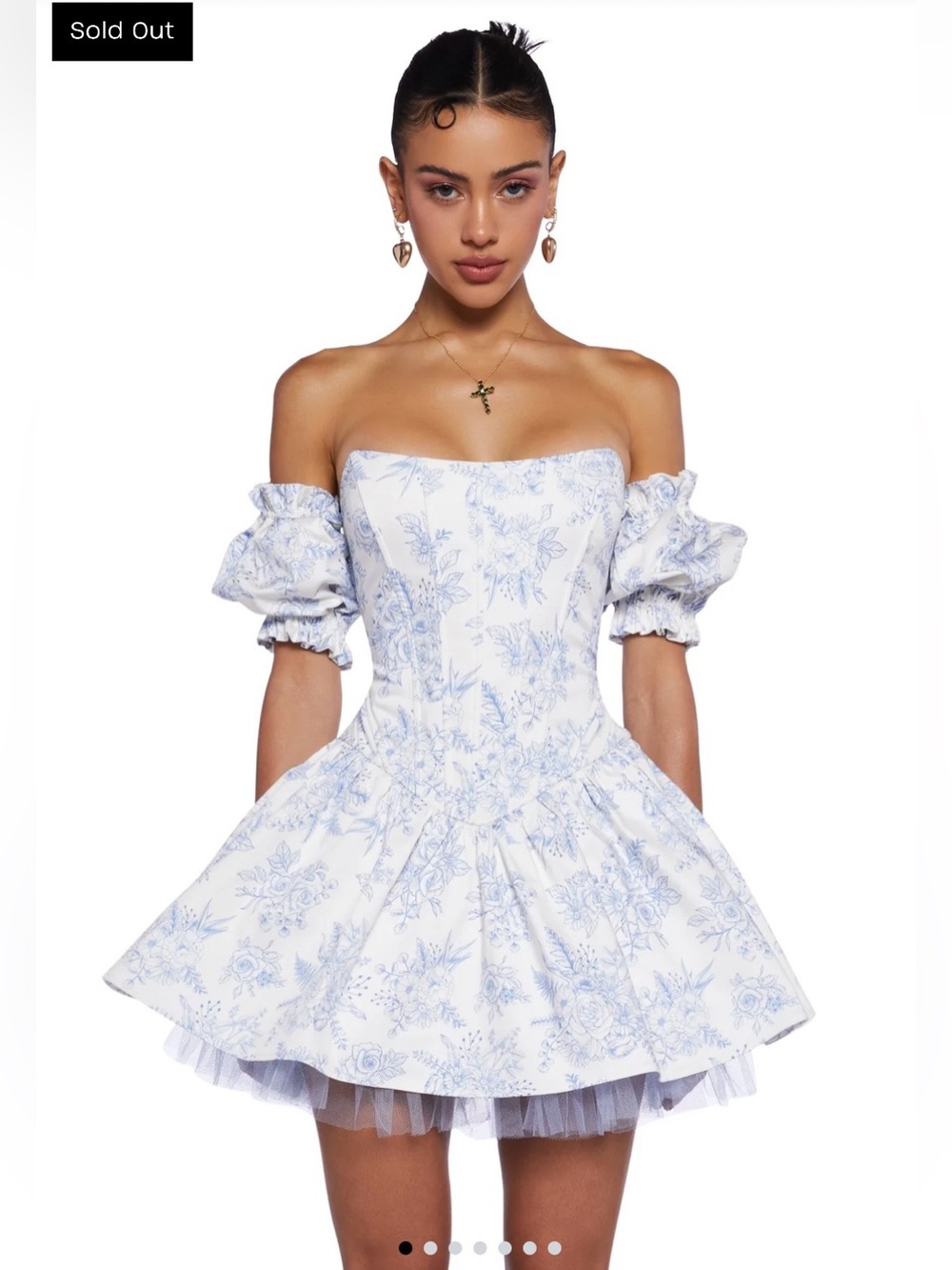 DOLLS KILL FLORAL BLUE CORSET DRESS XS NEVER WORN
